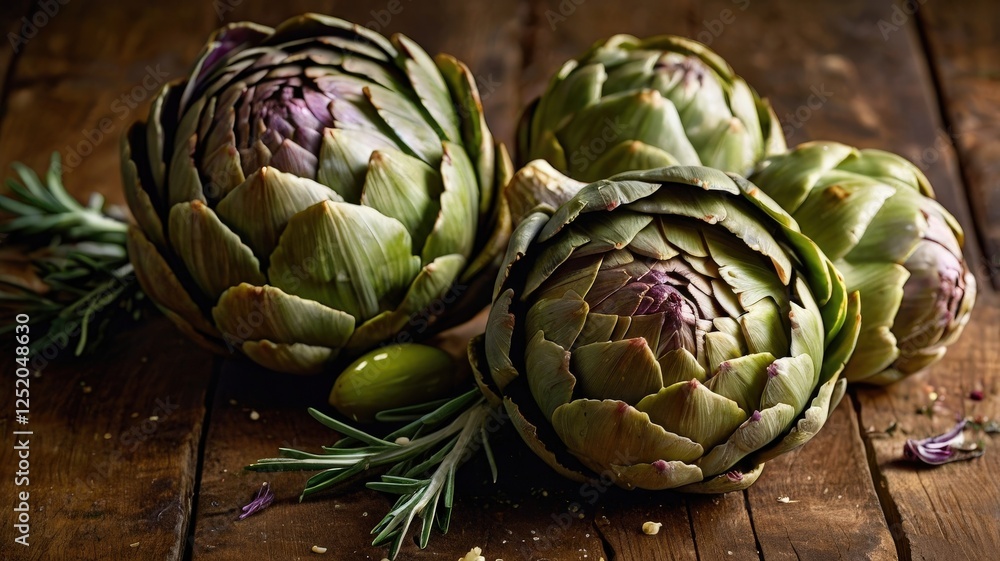 Fototapeta premium Marinated Artichoke Hearts in Golden Olive Oil: A Homemade Mediterranean Delight