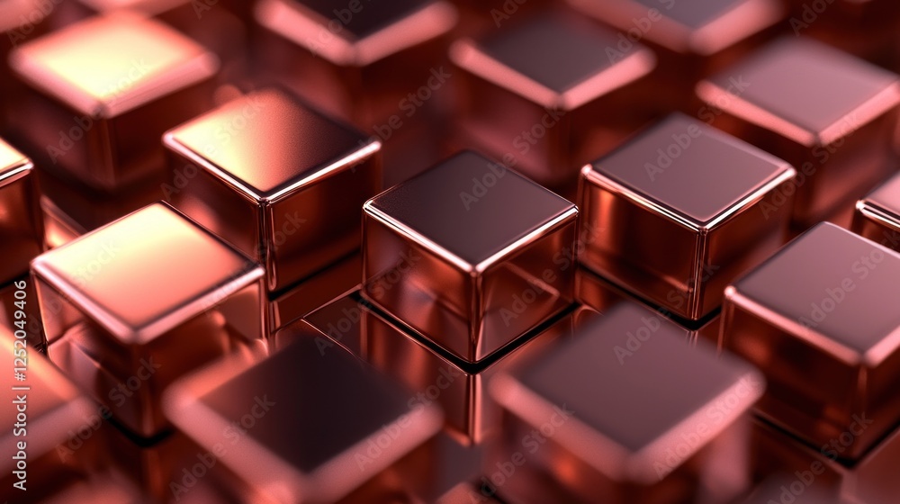 Rose gold cubes, abstract background, technology texture Rose gold cubes, abstract background, technology texture