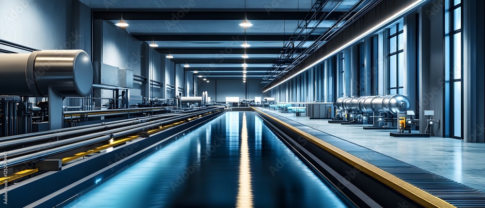 Fototapeta premium A modern industrial facility showcasing sleek machinery and advanced technology