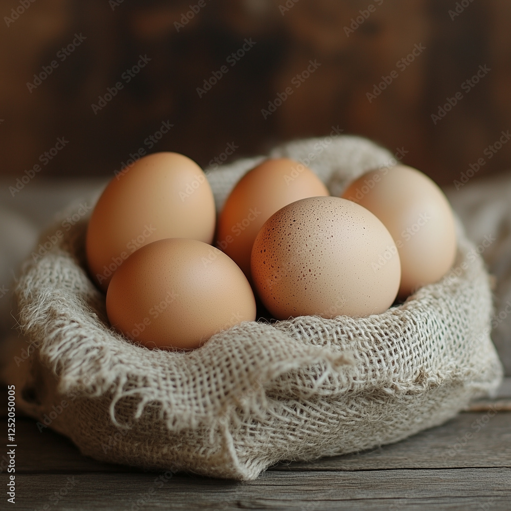 Rustic Brown Chicken Eggs on Aged Wooden Table Rustic Brown Chicken Eggs on Aged Wooden Table