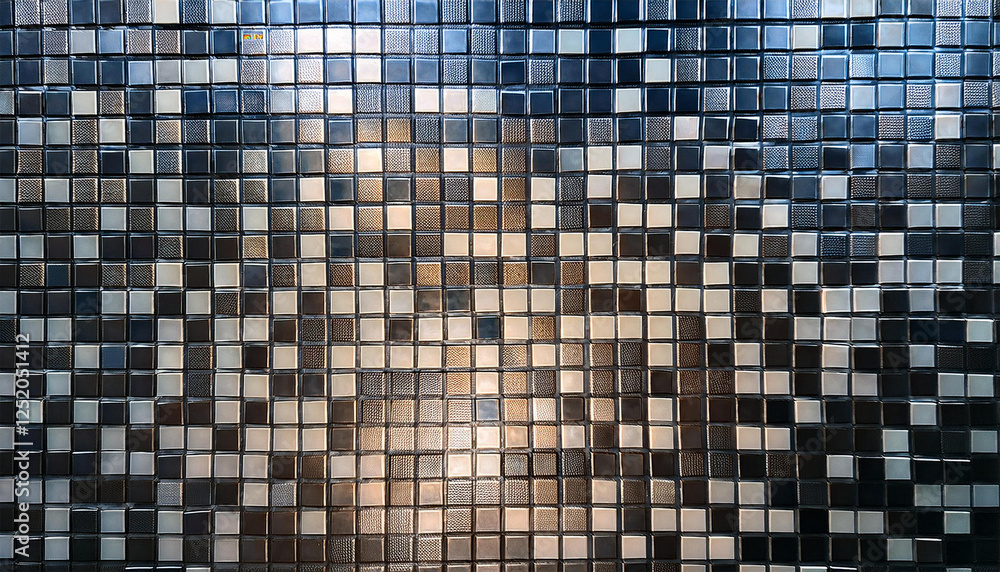 Fototapeta premium glossy ceramic tile wall with a polished reflective surface and square patterns perfect for contemporary interiors and architectural designs