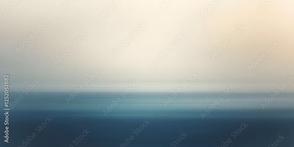 Obraz premium Serene Seascape: A minimalist abstract image depicting a blurred horizon where the tranquil ocean meets the soft sky, evoking a sense of calm and serenity. 