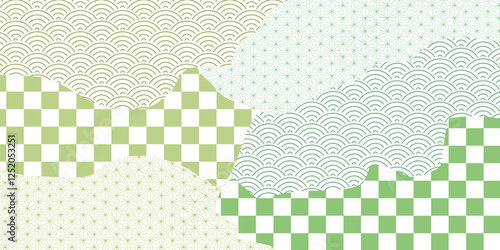 新緑　和紙　模様　背景　