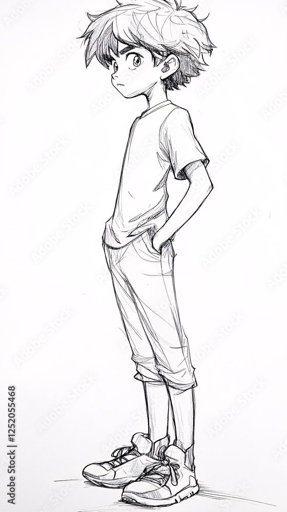 Character Illustration of a Young Boy with Curly Hair in Various Artistic Styles, Including Sketches and Digital Painting Character Illustration of a Young Boy with Curly Hair in Various Artistic Styles, Including Sketches and Digital Painting