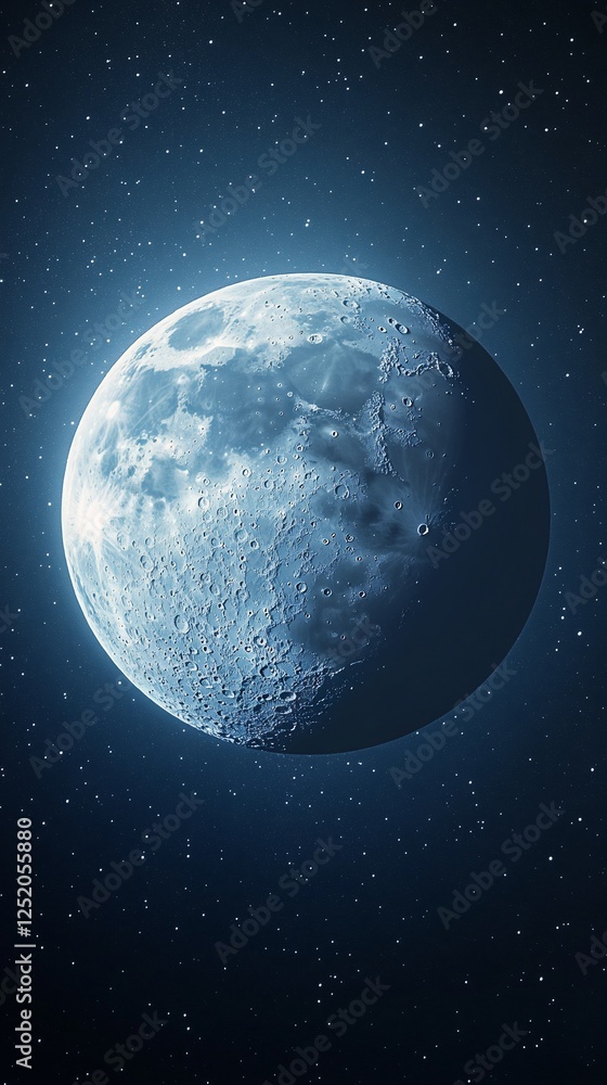 Fototapeta premium Moon, night sky, space, celestial body, half-moon, cosmic, background, wallpaper