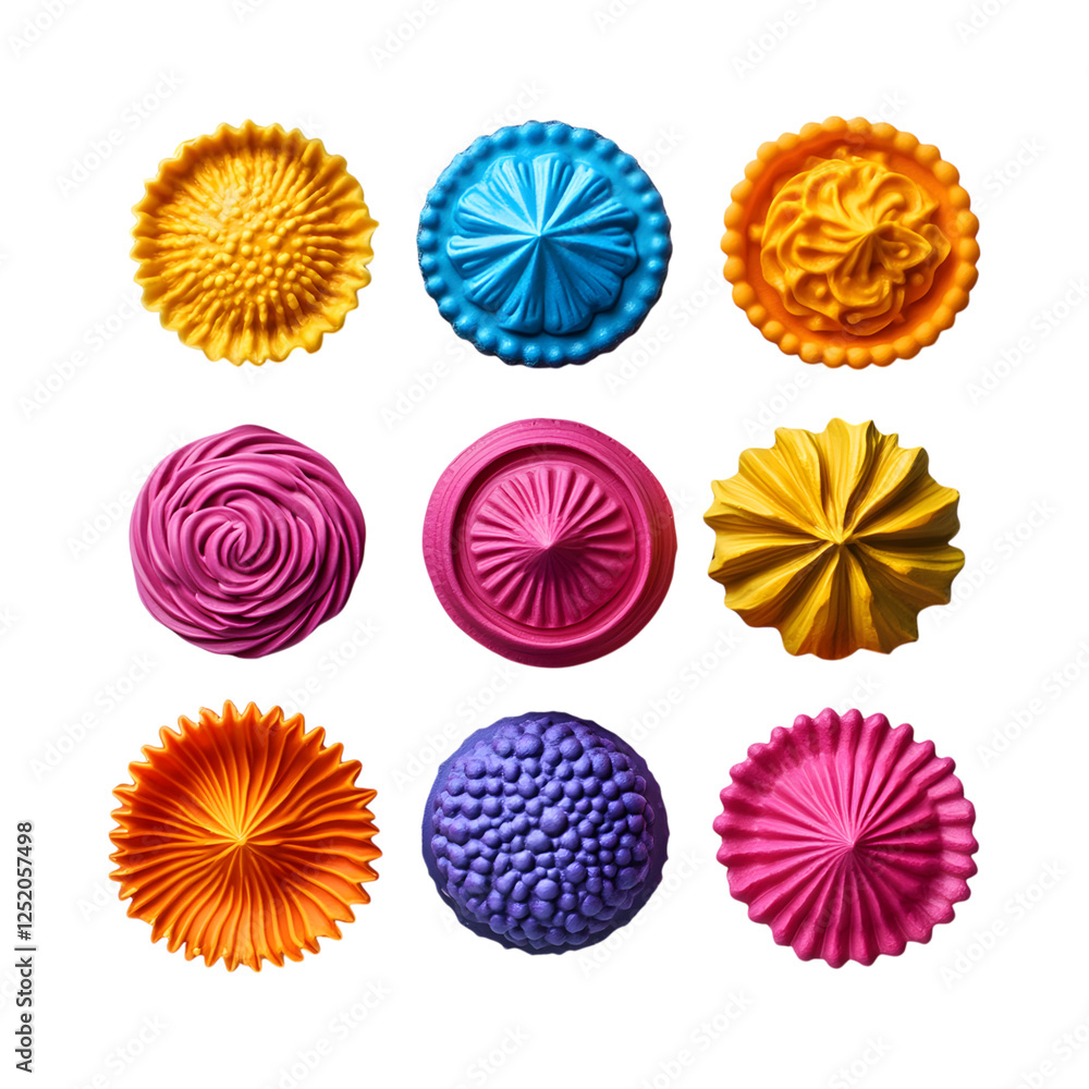 Vibrant Silicone Cupcake Liners Set with Colorful Flowers Isolated on Transparent Background Vibrant Silicone Cupcake Liners Set with Colorful Flowers Isolated on Transparent Background