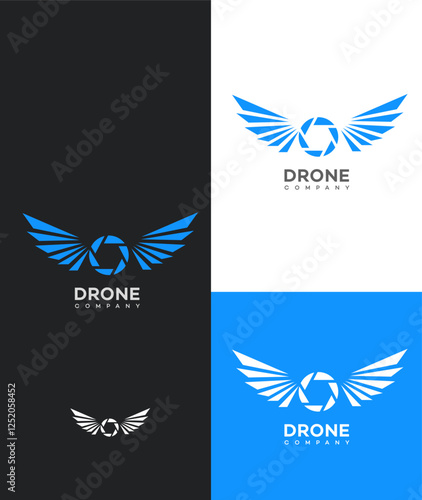 Drone Company Logo Aerial Photography, Wings, Camera Lens