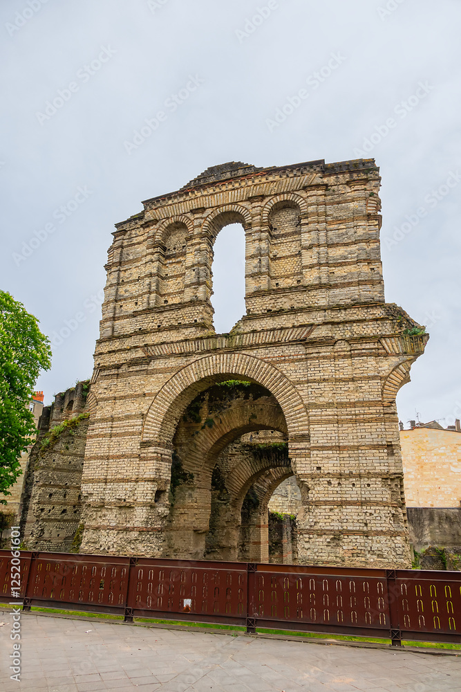 Ruins of Gallien Palace, a former Roman Amphitheatre built during the second century AD, is the oldest and largest Gallo-Roman building in the region. Bordeaux, France.
