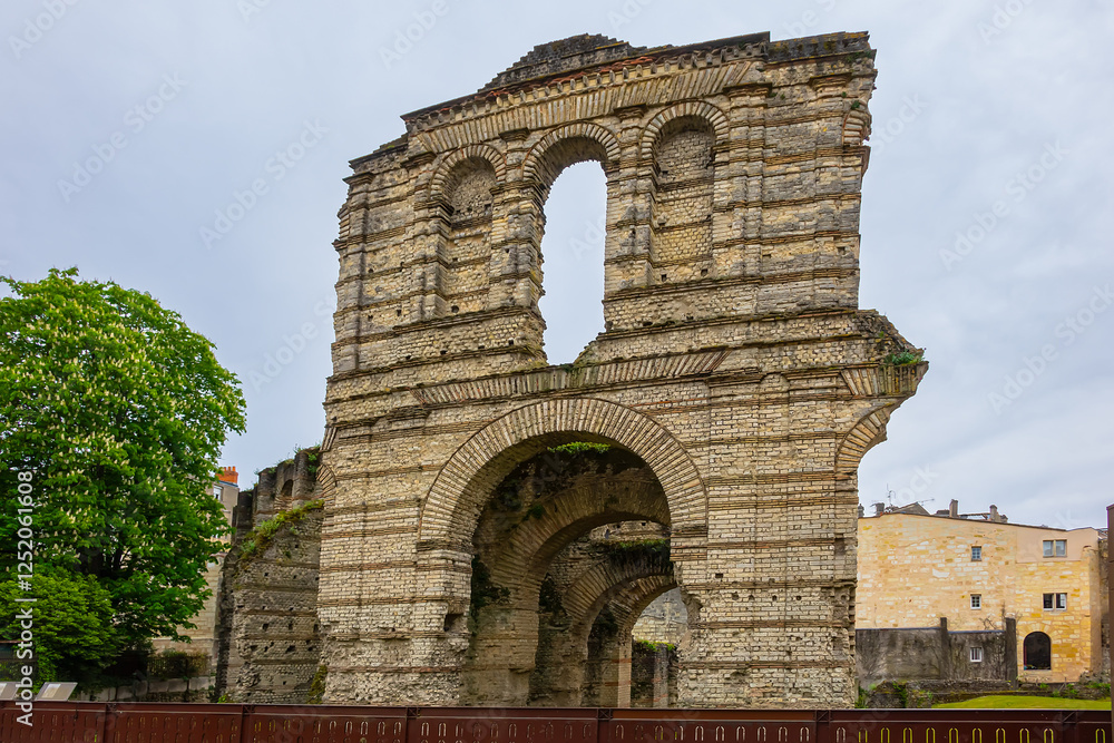 Ruins of Gallien Palace, a former Roman Amphitheatre built during the second century AD, is the oldest and largest Gallo-Roman building in the region. Bordeaux, France.