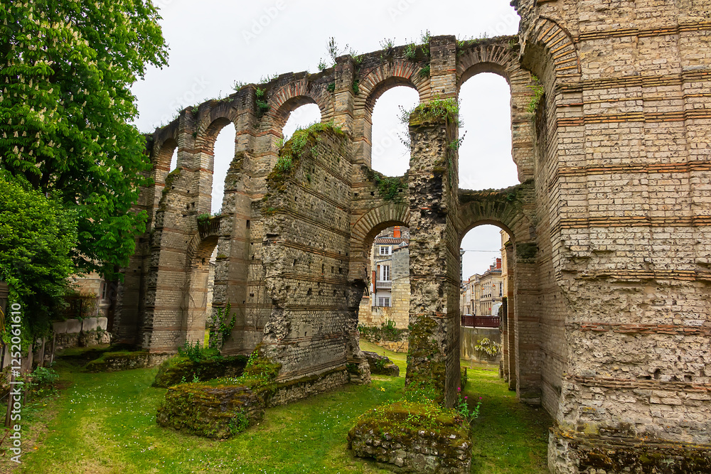 Ruins of Gallien Palace, a former Roman Amphitheatre built during the second century AD, is the oldest and largest Gallo-Roman building in the region. Bordeaux, France.