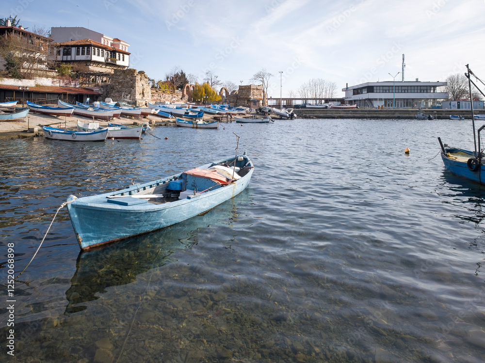 Fototapeta premium Fishing boats at the port of Nessebar, Bulgaria