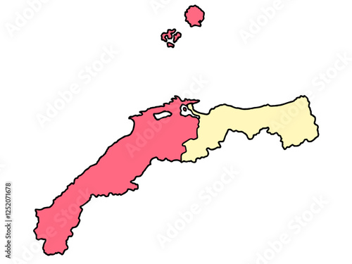 少しゆるい山陰地図 色分け 西日本