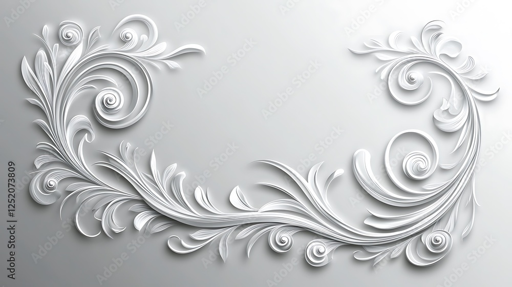 Elegant White Floral Swirl Design Ornament Elegant White Floral Swirl Design Ornament