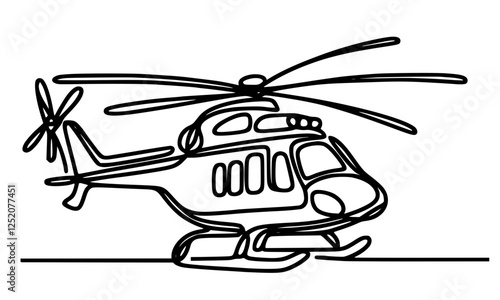 One line continues line of helicopters, helicopter vector illustration, helicopter cartoon vector illustration
