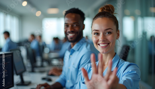 a man and a woman sitting in front of a computer screen