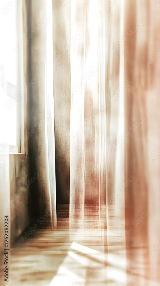 Sunlight Streaming Through Sheer Curtains: A captivating abstract image of sunlight filtering through sheer curtains, creating soft, ethereal light patterns on the wooden floor. Sunlight Streaming Through Sheer Curtains: A captivating abstract image of sunlight filtering through sheer curtains, creating soft, ethereal light patterns on the wooden floor.