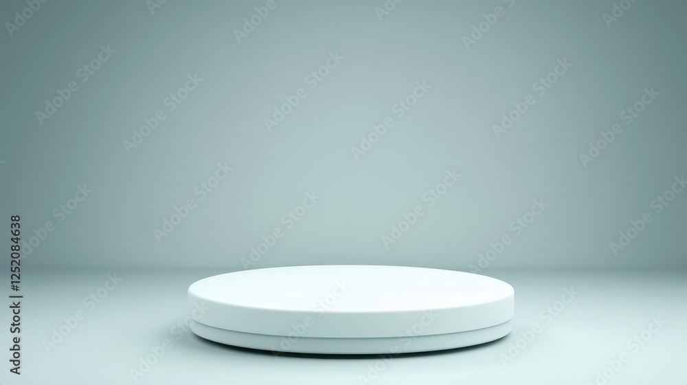A White Circular Platform Against A Gray Background A White Circular Platform Against A Gray Background