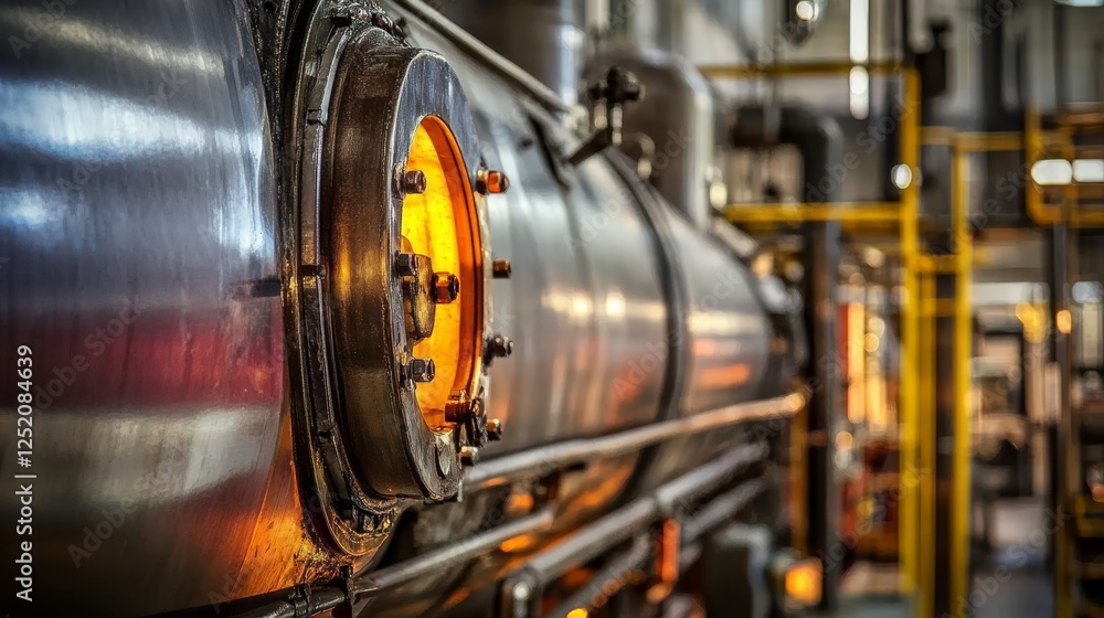This is a wellbuilt metal tank designed to efficiently generate heat and steam in industrial settings, optimizing operations in factories, energy systems, and various manufacturing processes This is a wellbuilt metal tank designed to efficiently generate heat and steam in industrial settings, optimizing operations in factories, energy systems, and various manufacturing processes