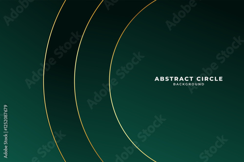 luxury Dark Green Circle Podium background with gold line. Abstract geometry background with modern and elegant concept. 