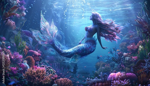a mermaid swimming in the water