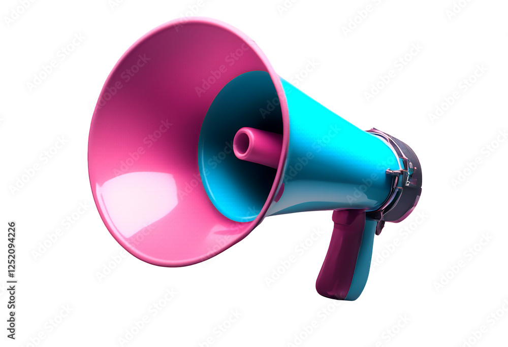 nobody attention background communication news message loudspeaker render advertising bullhorn pink voice blue megaphone floating concept announcement loud speaker shout business cyan