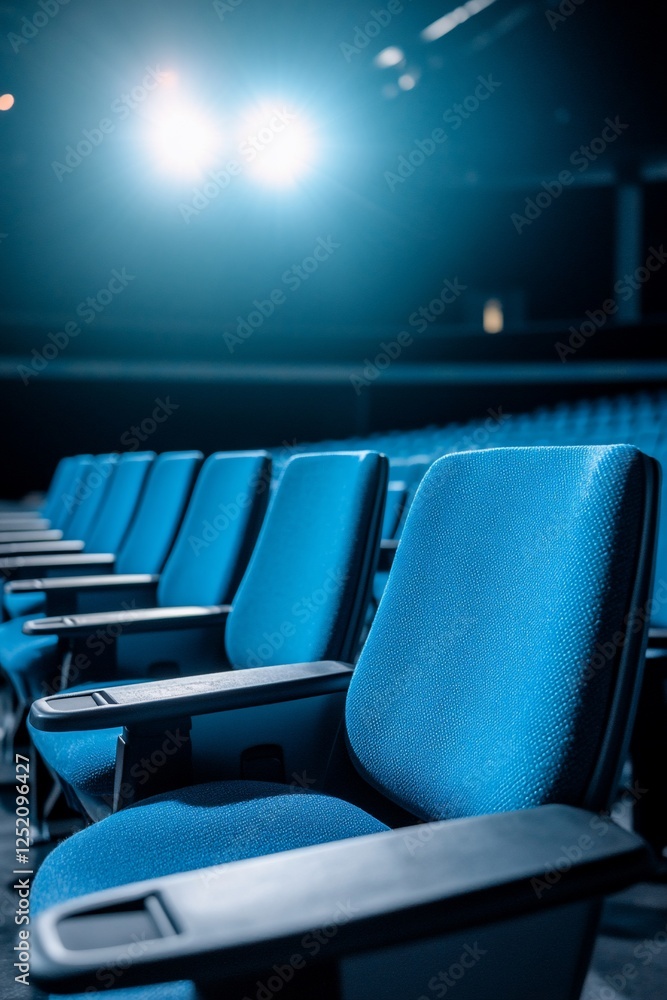 Empty theater seats, dark auditorium, awaiting show Empty theater seats, dark auditorium, awaiting show