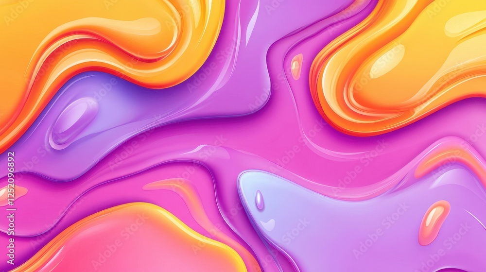 Obraz premium Gradient background features morphing purple, orange, and pink blobs, creating a vibrant abstract scene perfect for banners.