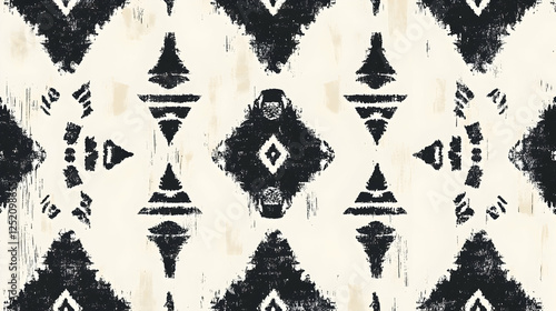 Black and white ikat pattern textile design