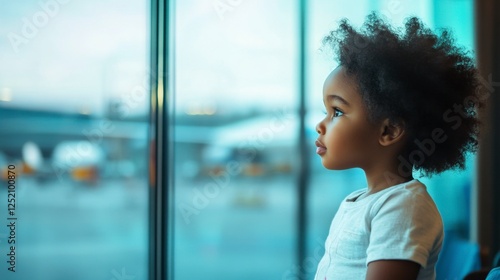Free Download Thoughtful African American Girl Gazing Out Airport Window, Dreams of Travel - GFXLoad