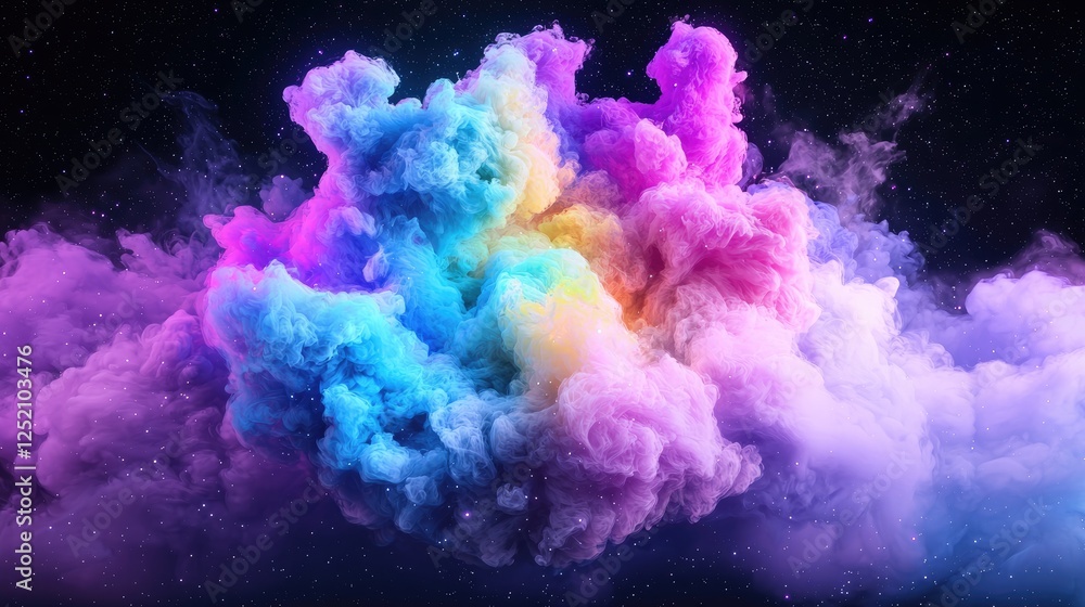 Colorful smoke nebula, cosmic explosion, space background, art design Colorful smoke nebula, cosmic explosion, space background, art design