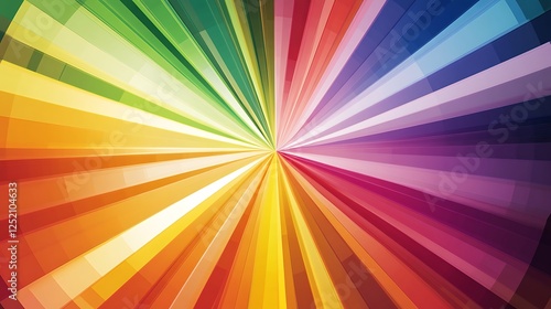 A rotating starburst effect with vibrant colors expanding from the center.