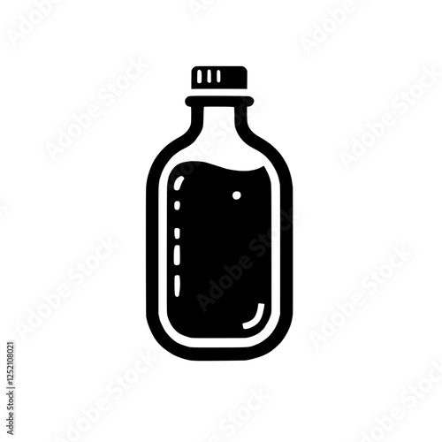 Hand-Drawn Glass Bottle Icon:  A simple yet stylish hand-drawn icon of a glass bottle, perfect for minimalist designs and branding related to beverages,  pharmaceuticals, or  liquids in general.