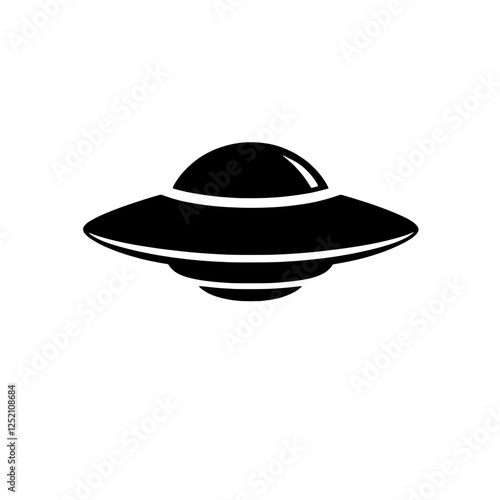 UFO Icon: A simple yet striking icon of a classic flying saucer silhouette, perfect for representing extraterrestrial concepts, conspiracy theories, or futuristic themes. 