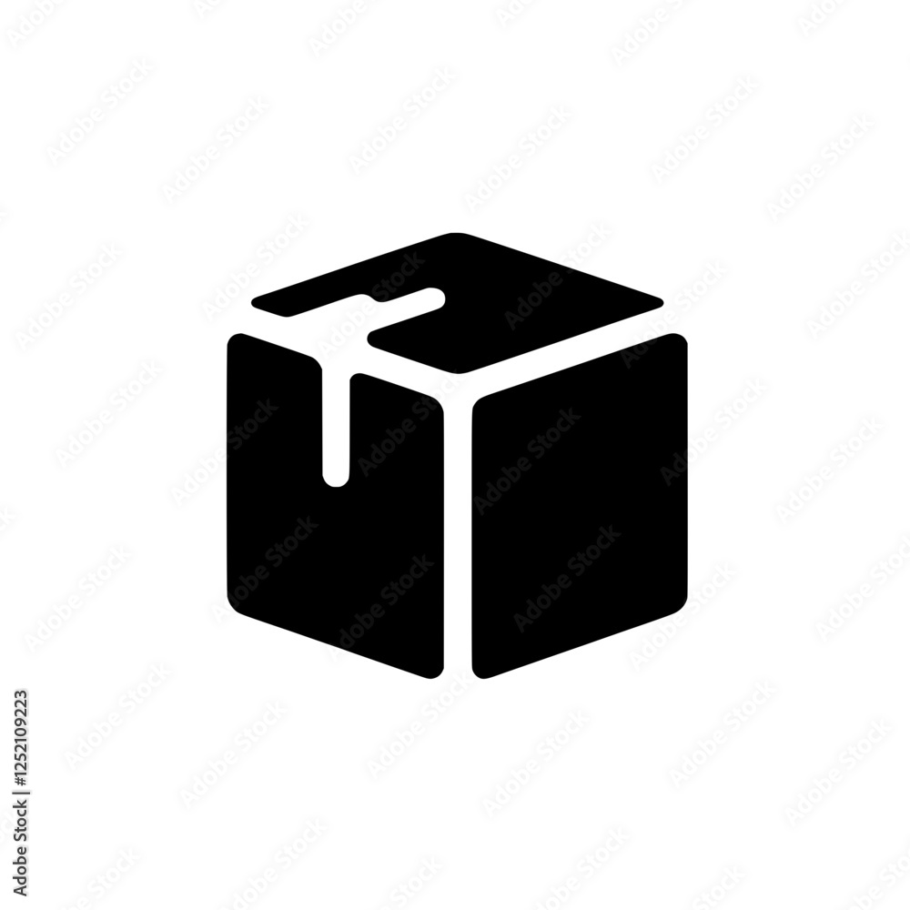 Melting Cube Icon: A minimalist black and white icon representing a melting cube, symbolizing change, transition, or the passage of time. Melting Cube Icon: A minimalist black and white icon representing a melting cube, symbolizing change, transition, or the passage of time.
