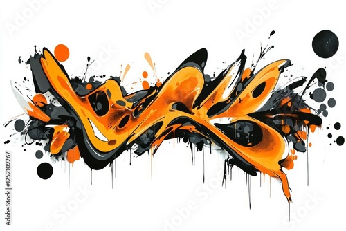 Dynamic urban graffiti art with abstract shapes. AI image