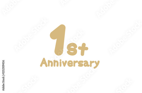 1周年アニバーサリー 手書き文字ベクターイラスト 金色 シンプル かわいい 丸み