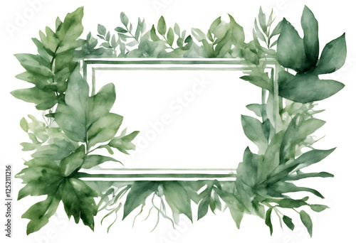 Obraz na płótnie white chaplet green plants leaves botany design frames set plant elements illustration form branch drawing background invitation decorative floral wedding frame isolated tree leaf watercolor w salonie