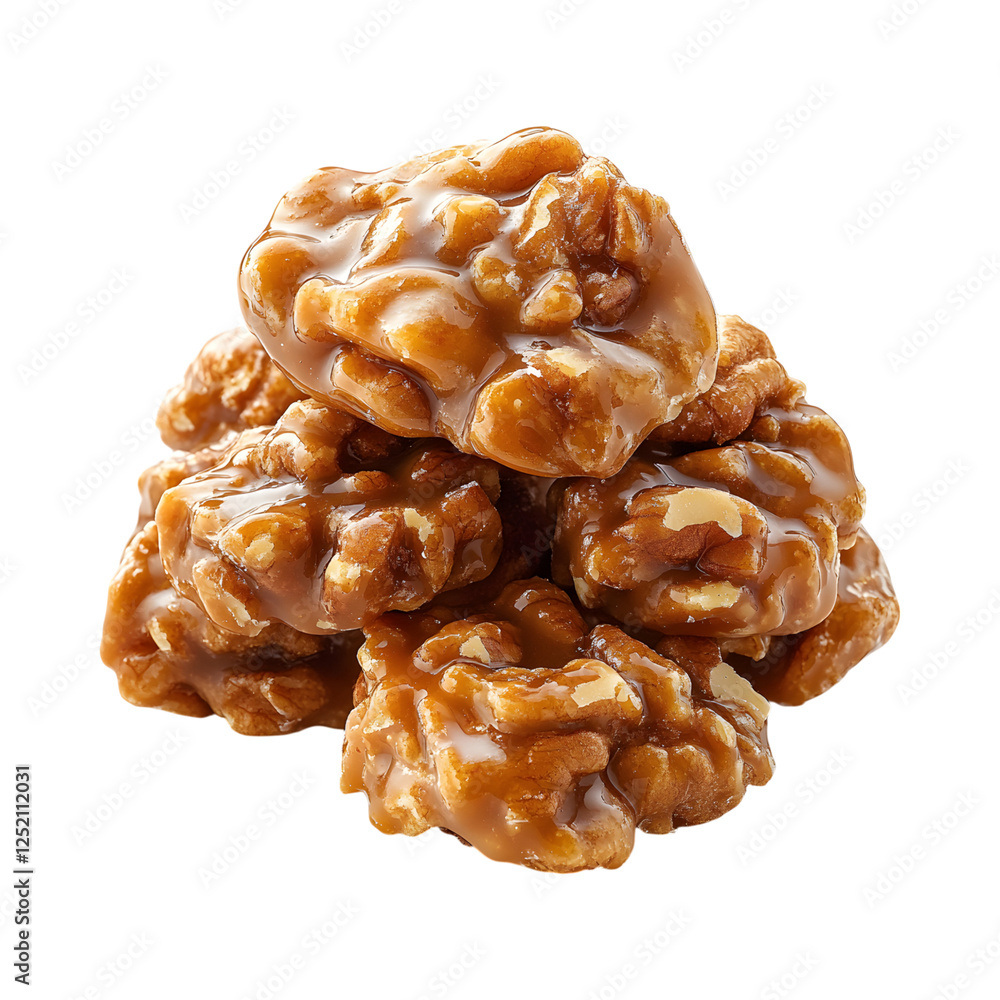 Caramel Pecan Clusters Isolated on Transparent Background Caramel Pecan Clusters Isolated on Transparent Background
