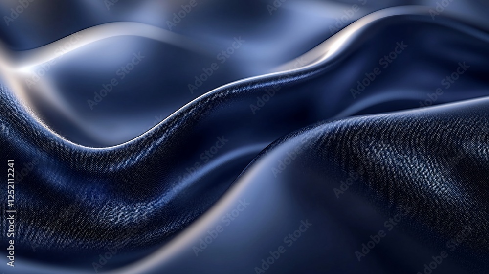 Fototapeta premium Close-up Blue Satin Fabric Drape