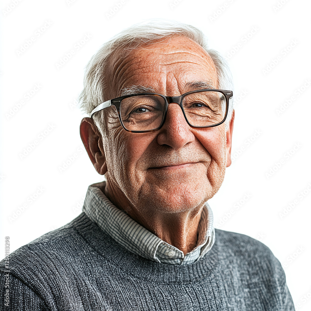 Smiling elderly man with glasses isolated on white background. Smiling elderly man with glasses isolated on white background.