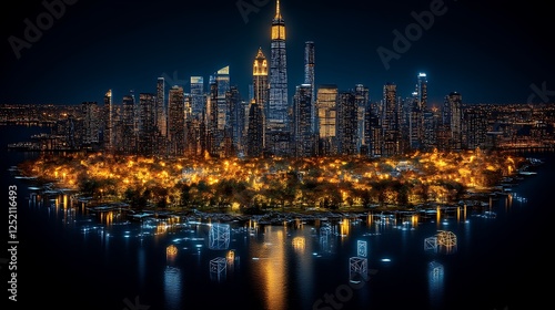 Wallpaper Mural Nighttime cityscape illuminated island park glowing city Torontodigital.ca