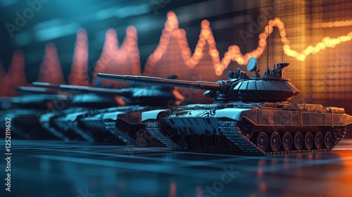 Military tanks representing increasing military spending and warfare
