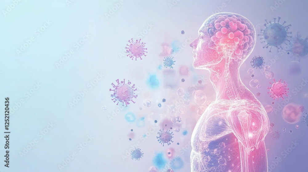 Viral infection symptoms diagram flat design side view medical research theme animation colored pastel. Viral infection symptoms diagram flat design side view medical research theme animation colored pastel.