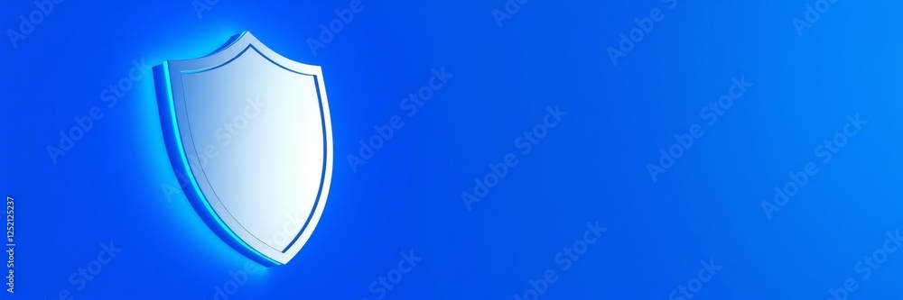Shield icon in a modern style against a blue background Shield icon in a modern style against a blue background