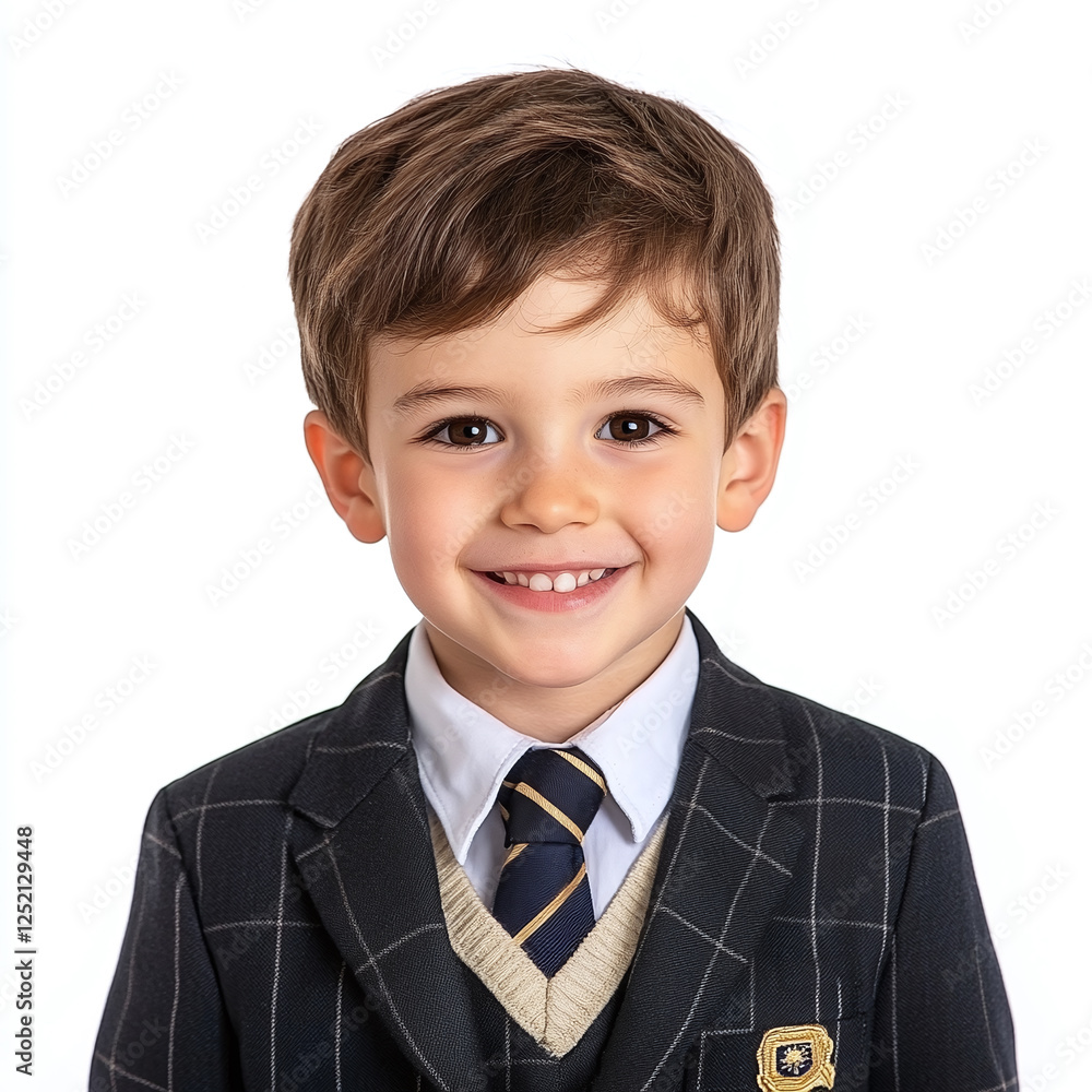Happy smiling schoolboy in uniform isolated on white background. Happy smiling schoolboy in uniform isolated on white background.