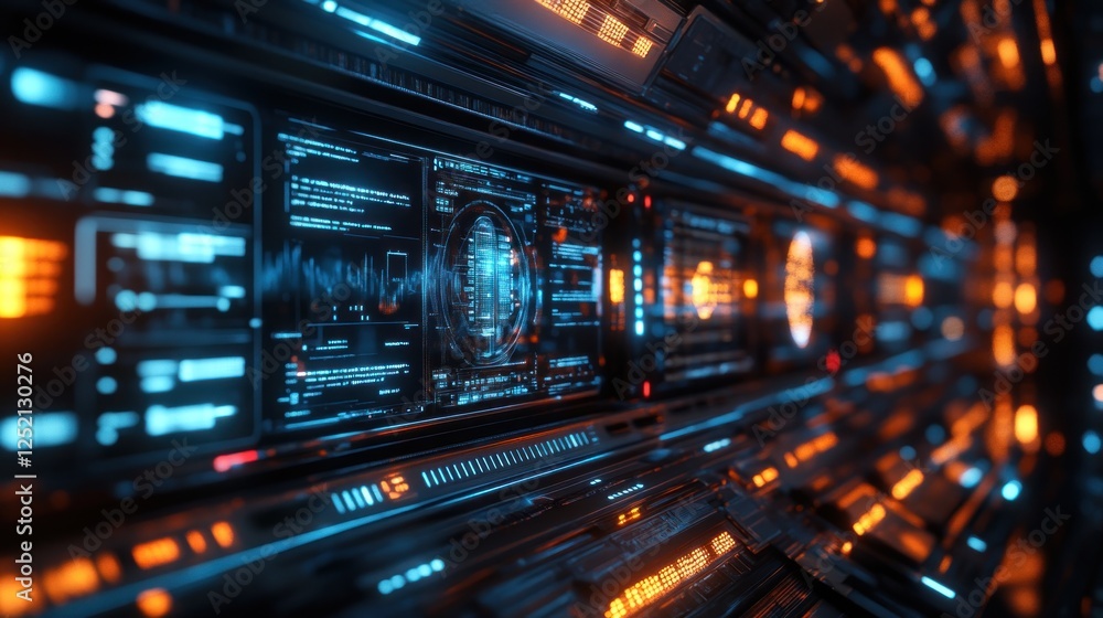 Futuristic Interface Displays Advanced Technology Data