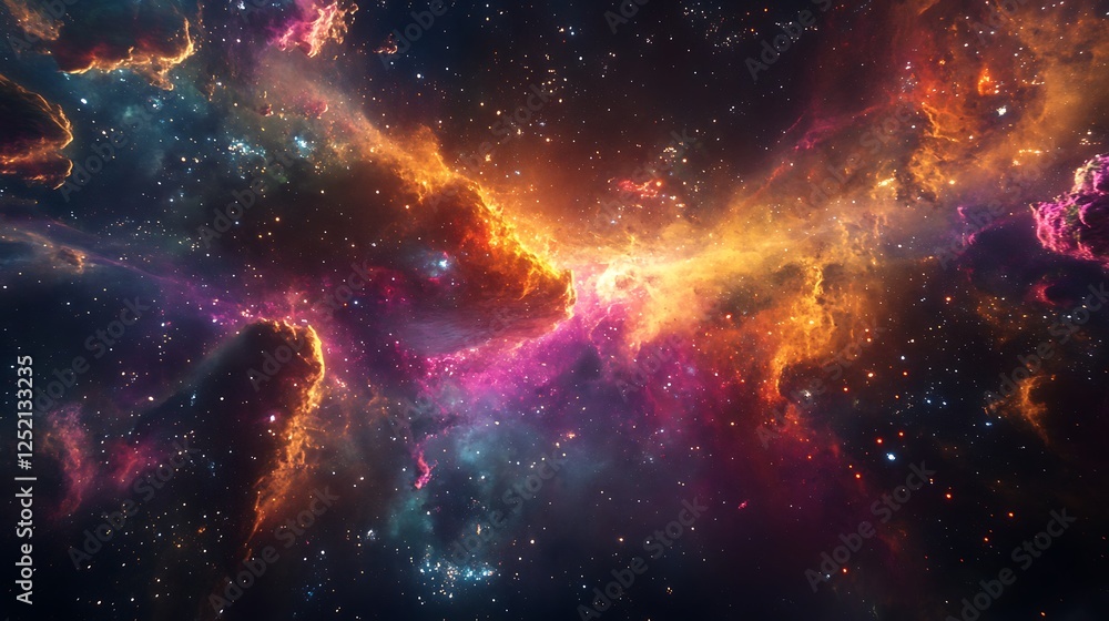 Fototapeta premium Artistic shot of colorful powder in dark space