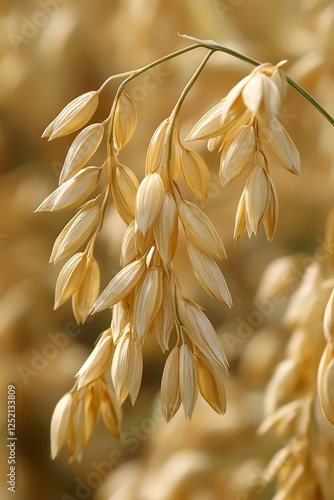 Wild oat (Avena fatua) on fields of wheat and barley crops in summer before harvest photo