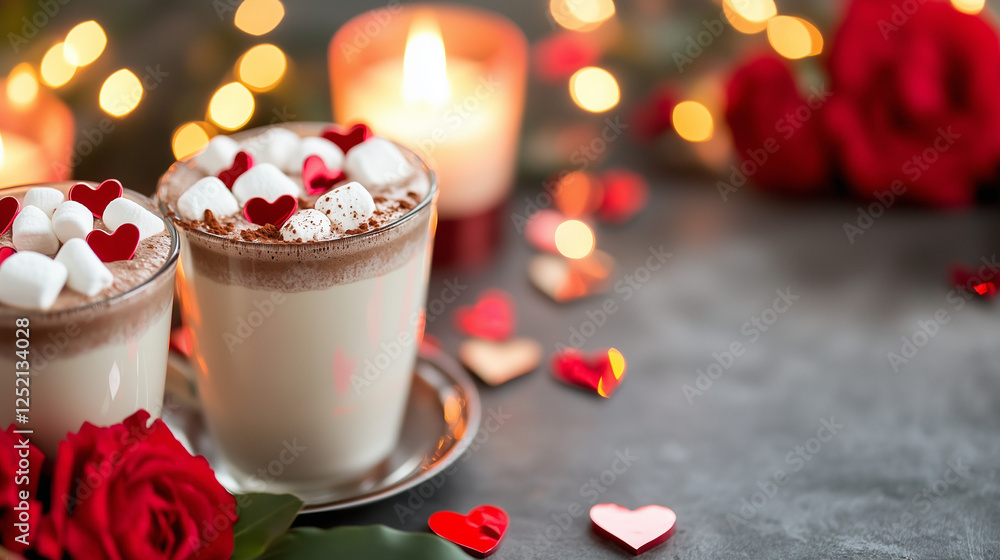 Romantic Valentine's Day Evening with Hot Cocoa and Heart Marshmallows Romantic Valentine's Day Evening with Hot Cocoa and Heart Marshmallows