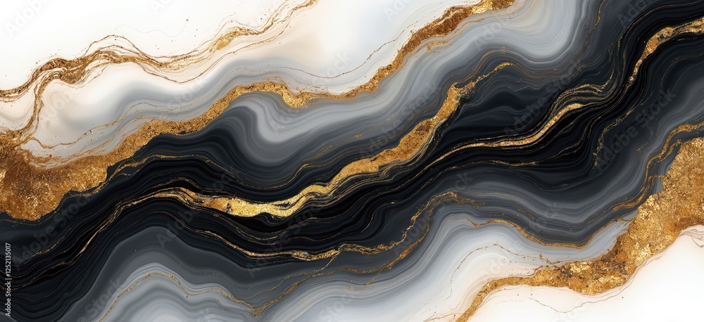 Luxury fluid art illustration, mixing black gray, gold with marble background. Abstract wallpaper design with smooth wave lines, textured surface, granite stone, decorative interior element. Modern Luxury fluid art illustration, mixing black gray, gold with marble background. Abstract wallpaper design with smooth wave lines, textured surface, granite stone, decorative interior element. Modern